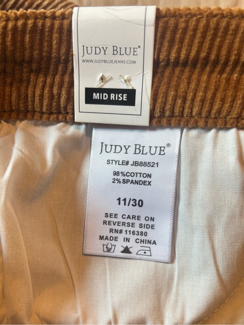 Judy Blue Corduroy Pants in Warm Caramel - Picture 6 of 6